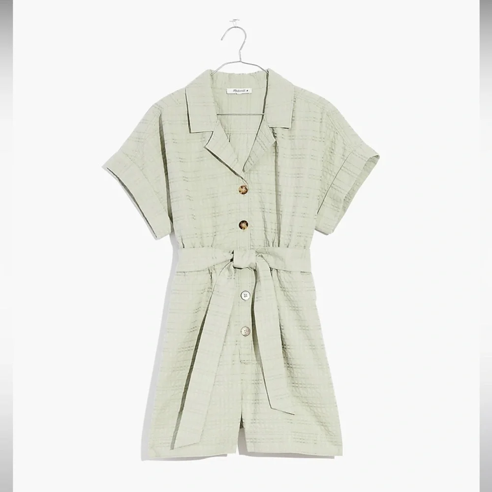 Madewell Seersucker Camp Romper - Picture 2 of 9